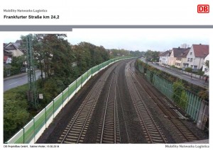 Simulation der Lärmschutzwände in Höhe Frankfurter Straße (Simulation: Bahn)